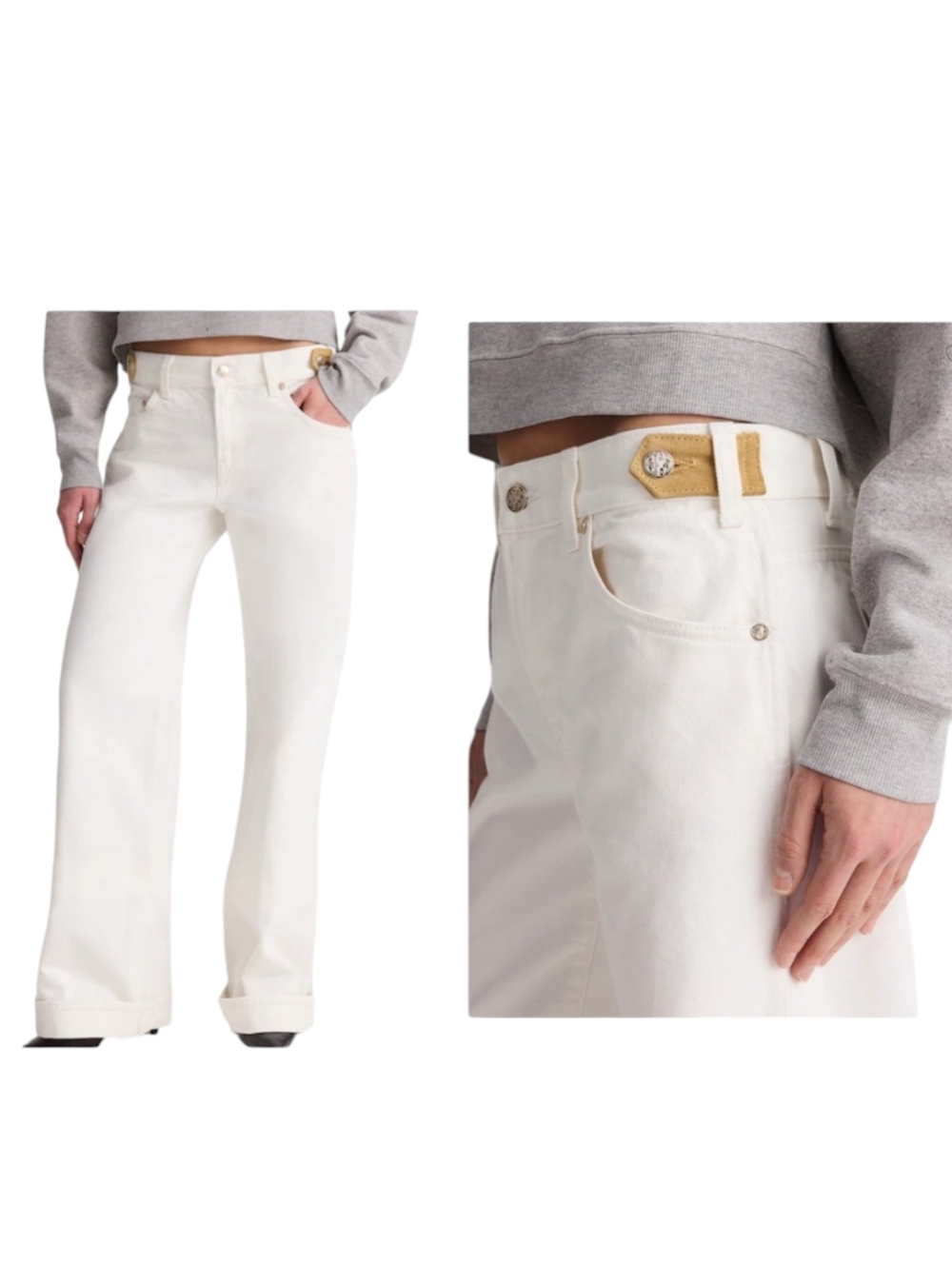 NWT Madewell X Benjamin Talley Smith Coolidge Low-Rise Wide-Leg Jean White 25
